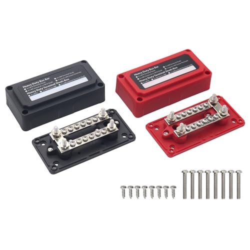 Gloaso 12V Sammelschienen Verteilerblock 100A Busbar mit 4x M6 Bolzen, 12x M4 Schrauben Klemmleisten, Heavy Duty Sammelschiene 48V DC Batterie Bus Bar für Kfz Wohnmobil Boot Solar, Schwarz&Rot 2 Stück Gloaso 12V Sammelschienen Verteilerblock 100A Busbar mit 4x M6 Bolzen, 12x M4 Schrauben Klemmleisten, Heavy Duty Sammelschiene 48V DC Batterie Bus Bar für Kfz Wohnmobil Boot Solar, Schwarz&Rot 2 Stück von Gloaso