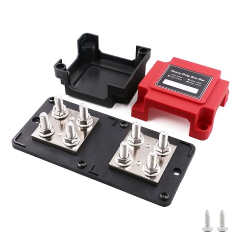 Gloaso Kupfer Sammelschiene Batterie Busbar 12V-48V DC 400A mit 8x M8 Pfosten-Stromverteilerblock, Schwere Sammelschienen Bus Bar 400 Amp für Kfz Wohnmobil Camper Solar LKW Boot Marine, Rot&Schwarz ﻿ von Gloaso