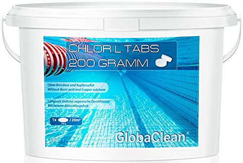 GlobaClean 3 kg Chlor L Tabletten 200g - langsamlösliche Chlortabletten für Pool von GlobaClean