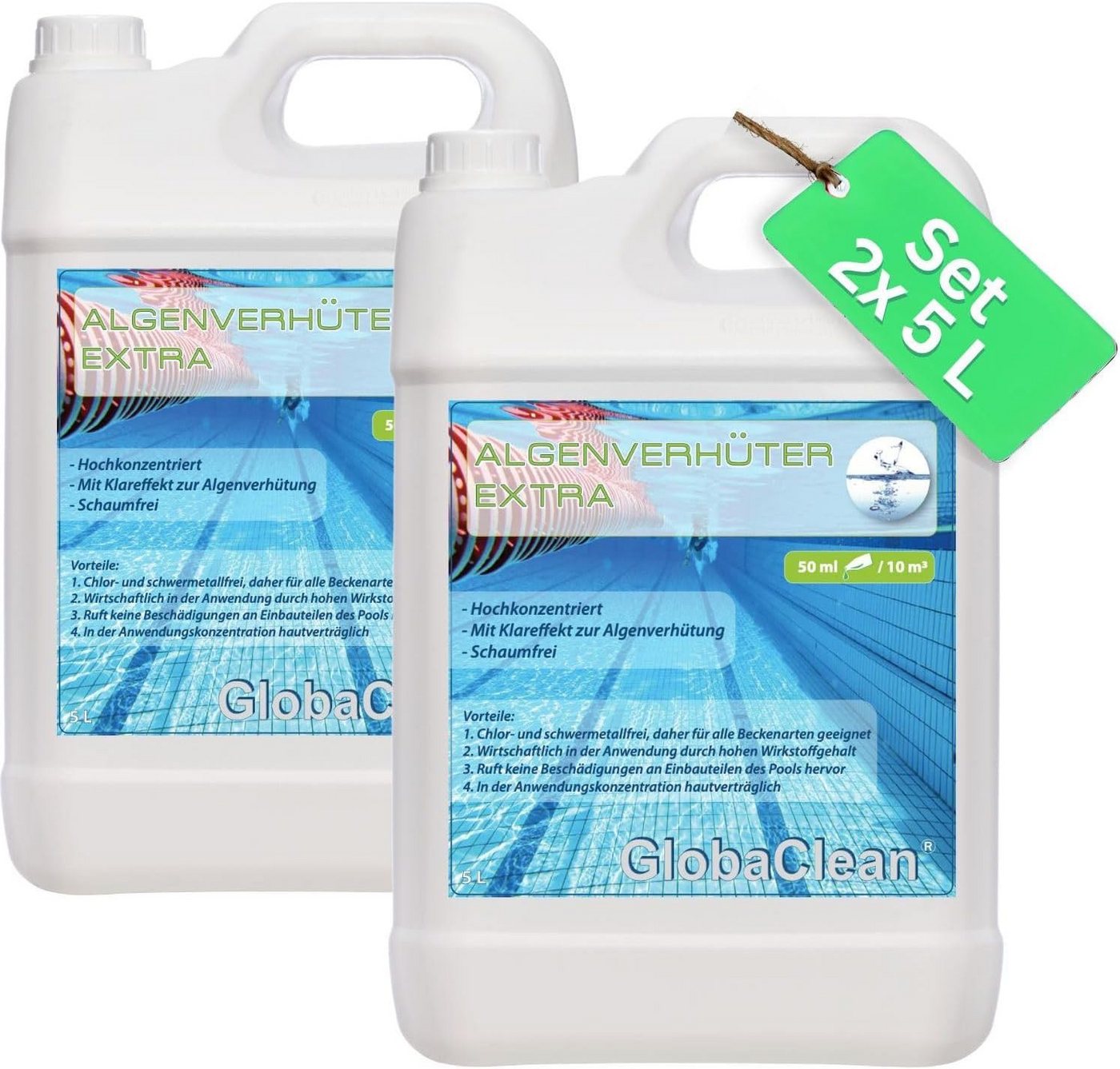 GlobaClean Algenschutz 10 L Pool Algenverhüter extra von GlobaClean