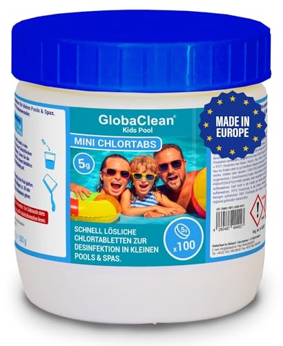 GlobaClean Chlor Mini Tabs - Schnelllösliche Chlortabletten für Pool, Aufstellpool, Kinderpools, Kinderbecken, Planschbecken & Whirlpool - Effektive Wasserpflege & Desinfektion - 500gr von GlobaClean