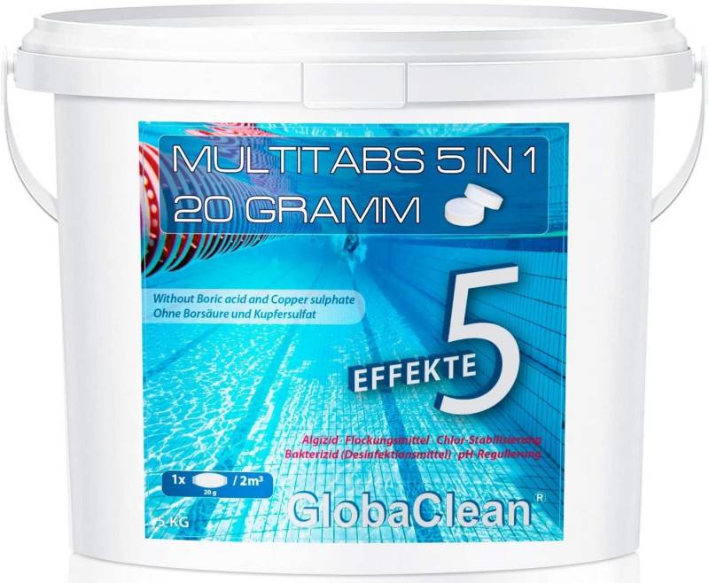GlobaClean Chlortabletten 5 kg Pool Chlor Multitabs 5in1 20g von GlobaClean