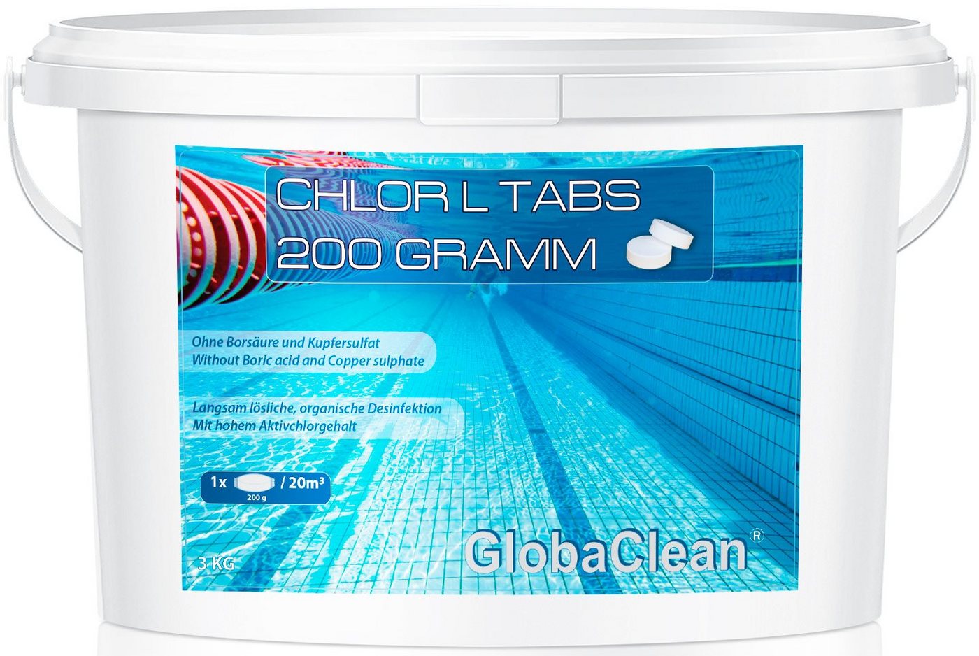 GlobaClean Chlortabletten 3 kg Pool Chlor L Tabs 200g von GlobaClean