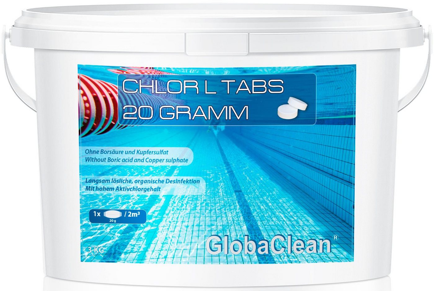 GlobaClean Chlortabletten 3 kg Pool Chlor L Tabs 20g von GlobaClean