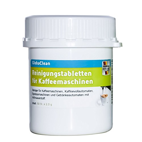 Reinigungstabletten für Kaffeevollautomaten 50 Tabletten je 2g für Kaffeemaschine Espressomaschine Kapselmaschine Padmaschine Reinigungstabs Made in Germany von GlobaClean