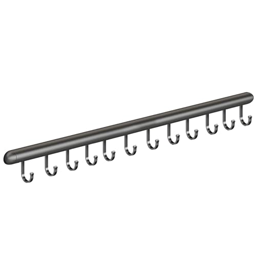 Global-Daily Küchenschiene mit Haken, Utensilienregal mit Schiebehaken, Wandmontage, Utensilienhalter für Pfannen, Löffel und Schaufeln, selbstklebend (60 cm) von Global-Daily