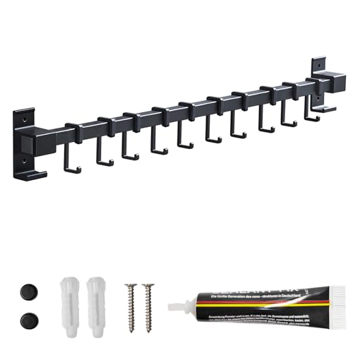 Global-Daily Utensilienhalter, Wandmontage, Küchenschiene mit 5 Haken zum Aufhängen von Tassen, Töpfen, Pfannen, Scheren (60 cm) von Global-Daily
