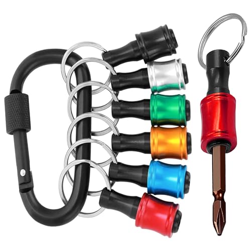Keychain Bit Holder,1/4 Inch Hex Shank Keychain with Black Carabiner,Portable Drill Bit Holder Keychain,Lightweight Extension Bar for Hex Rod Drill,Screw Adapter for Screwdriver Bits von Global-Daily