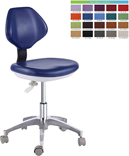 Global-Dental Dentalstuhl Hocker Assistent Stuhl Hocker mit Armlehne, Höhenverstellbar, Mikrofaser-Leder, Blau von Global-Dental