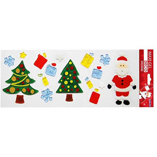 Gel-Sticker Weihnachten für Fenster - Weihnachtsmann und Tannenbäume von Global Gift