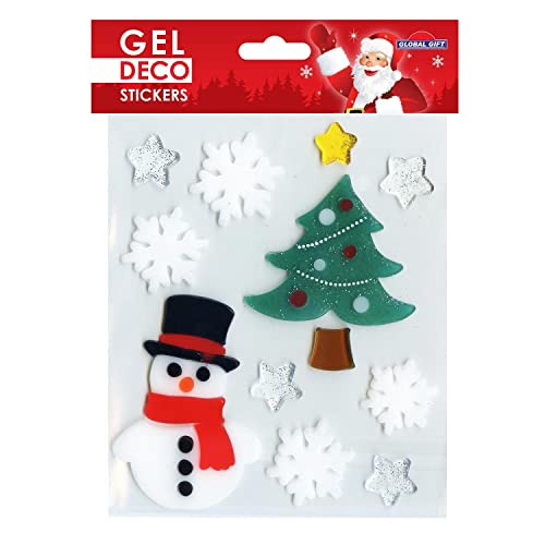 Gel-Sticker Weihnachten für Fenster - Schneemann und Tanne von Global Gift