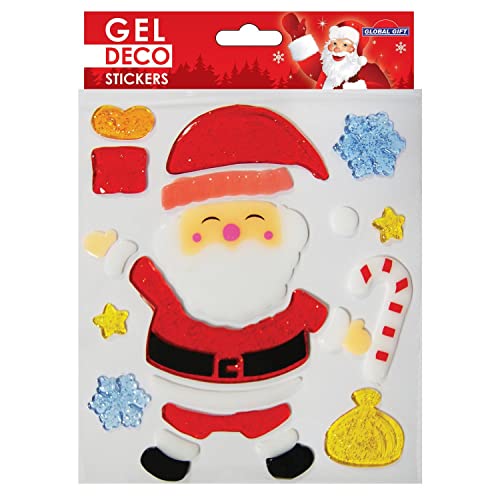 Gel-Sticker Weihnachten für Fenster - Weihnachtsmann und Zuckerstangen von Global Gift