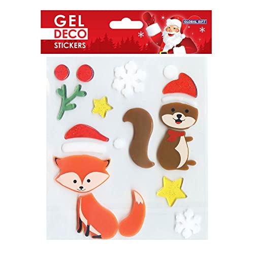 Gel-Sticker Weihnachten für Fenster - Weihnachtstiere von Global Gift