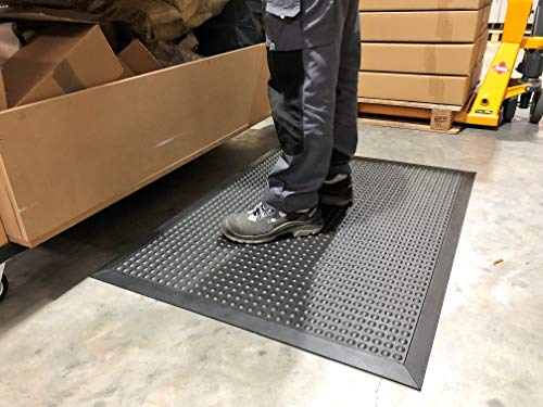 Bubble Rub | Profi Anti-Ermüdungsmatte | 100% Naturkautschuk | ergonomische Arbeitsplatzmatte mit Anlaufschrägen | Halbkugelprofil Noppen | 14mm hoch (90cm x 120cm, Schwarz) von Global Mats