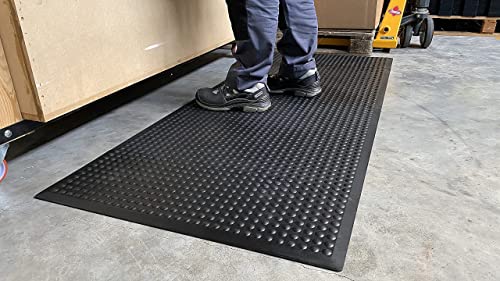 BUBBLE Rub verlinkbar | PROFI Anti-Ermüdungsmatte | 100% Naturkautschuk | ergonomische Arbeitsplatzmatte mit Anlaufschrägen | Halbkugelprofil Noppen | 14mm hoch | 2 x ENDMATTE (29cm x 80cm, Schwarz) von Global Mats