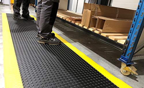 DUPLEX Pro | PROFI Anti-Ermüdungsmatte 2-lagig | verschleißfeste Oberfläche | besonders ergonomisch + trittsicher | Rautenprofil | 14mm hoch (60cm x 150cm, schwarz/gelb) von Global Mats