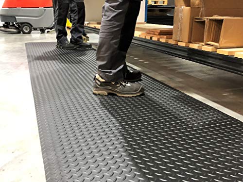 DUPLEX Pro | PROFI Anti-Ermüdungsmatte 2-lagig | verschleißfeste Oberfläche | besonders ergonomisch + trittsicher | Rautenprofil | 14mm hoch (90cm x 200cm, schwarz) von Global Mats