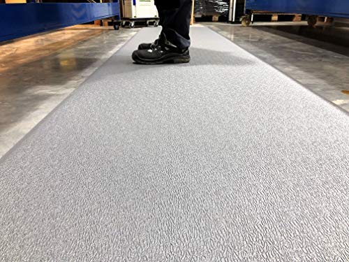 SOFT STEP | Anti-Ermüdungsmatte | PROFI Basic-Arbeitsplatzmatte | 100% Vinylschaum | Texturiert 10mm hoch (60cm x 300cm, Grau) von Global Mats