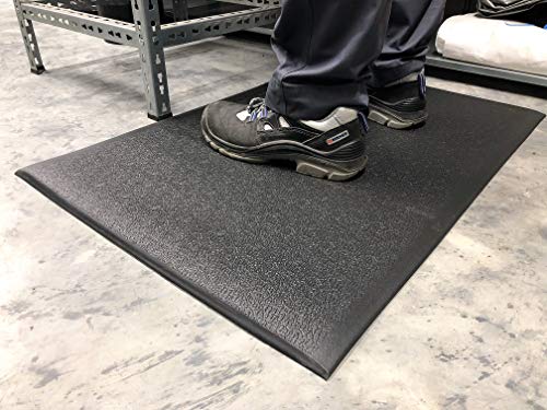 SOFT STEP | Anti-Ermüdungsmatte | PROFI Basic-Arbeitsplatzmatte | 100% Vinylschaum | Texturiert 10mm hoch (60cm x 180cm, Schwarz) von Global Mats