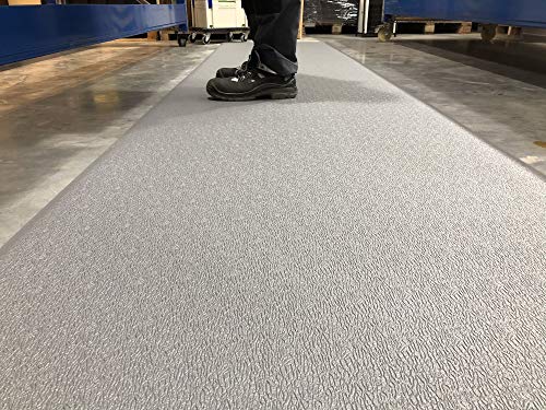 SOFT STEP | Anti-Ermüdungsmatte | PROFI Basic-Arbeitsplatzmatte | 100% Vinylschaum | Texturiert 10mm hoch (60cm x 150cm, Grau) von Global Mats