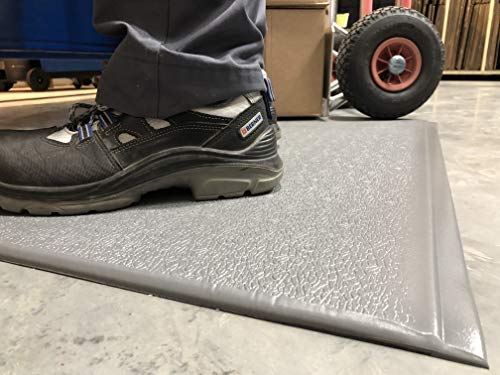 SOFT STEP Comfort | 2-lagige Anti-Ermüdungsmatte | PROFI Komfort-Arbeitsplatzmatte | gehärtete Oberfläche | 100% Vinylschaum | Texturiert 13mm hoch (60cm x 250cm, Grau) von Global Mats