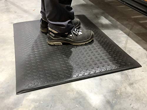 SOFT STEP Ergo | Anti-Ermüdungsmatte | PROFI Komfort Arbeitsplatzmatte Rautenmuster | 100% Vinylschaum | 13mm hoch (90cm x 200cm, schwarz) von Global Mats