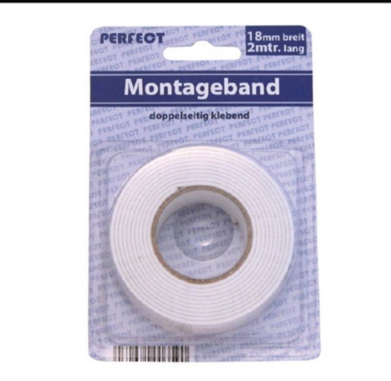 Global Partner Doppelklebeband Montageband, 2mtr. (Rolle, 1-St., Rolle Montageband (2m Länge) Doppelseitiges Klebeband Gobal Partner Klebeband von Global Partner
