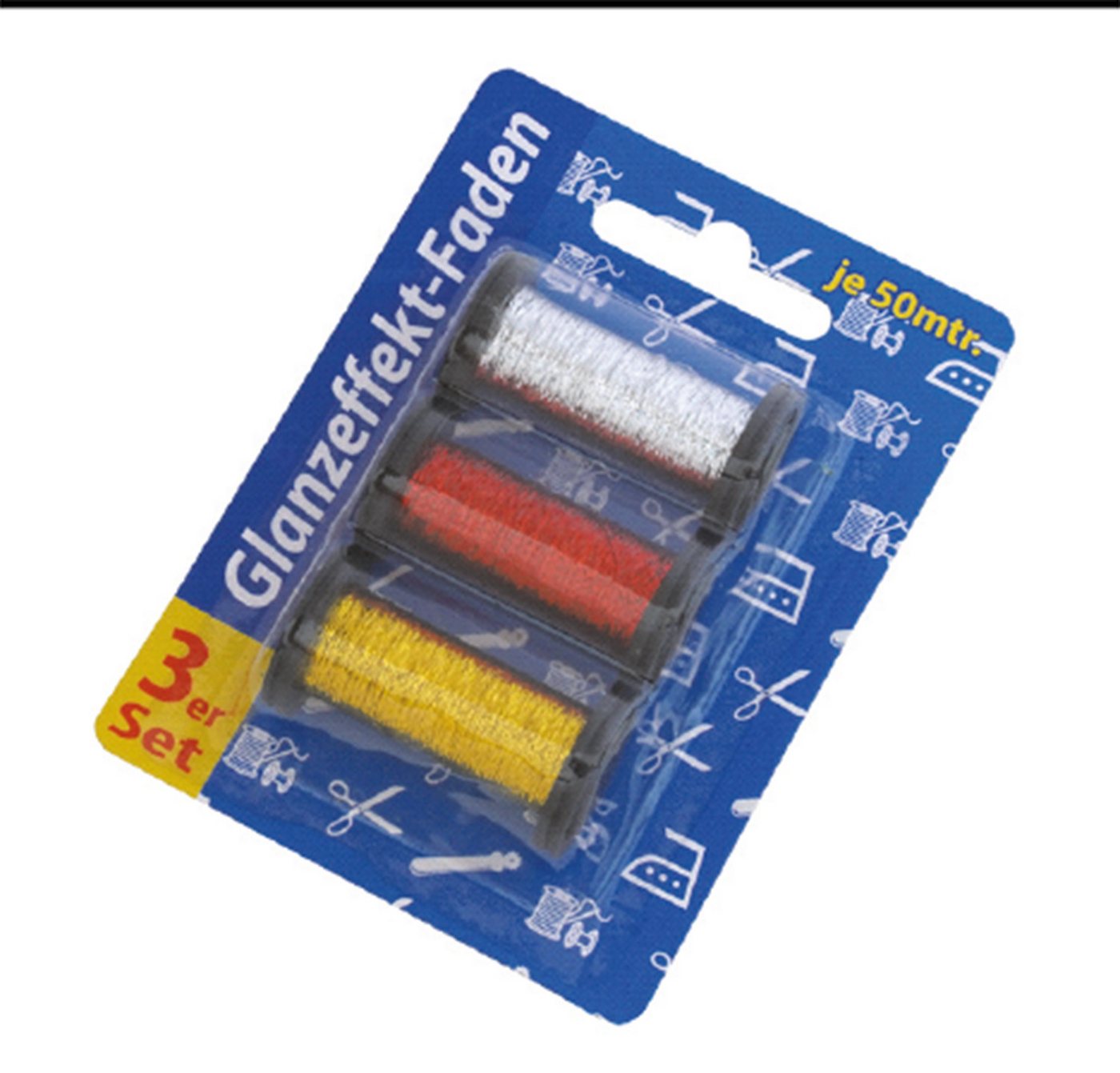 Global Partner Glanzeffekt-Faden, 3er Set Nähgarn, (Rollen, 3-St., Glanzeffekt-Faden), Glanzfaden, Effektfaden, Nähgarn Glanz, Stickgarn Glanz, Glanzgarn, Nä von Global Partner