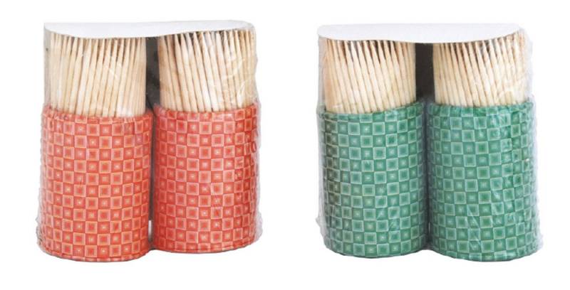 Global Partner Zahnstocherspender Zahnstocher in Pappköcher, 2er Pack, Farbe zufällig von Global Partner