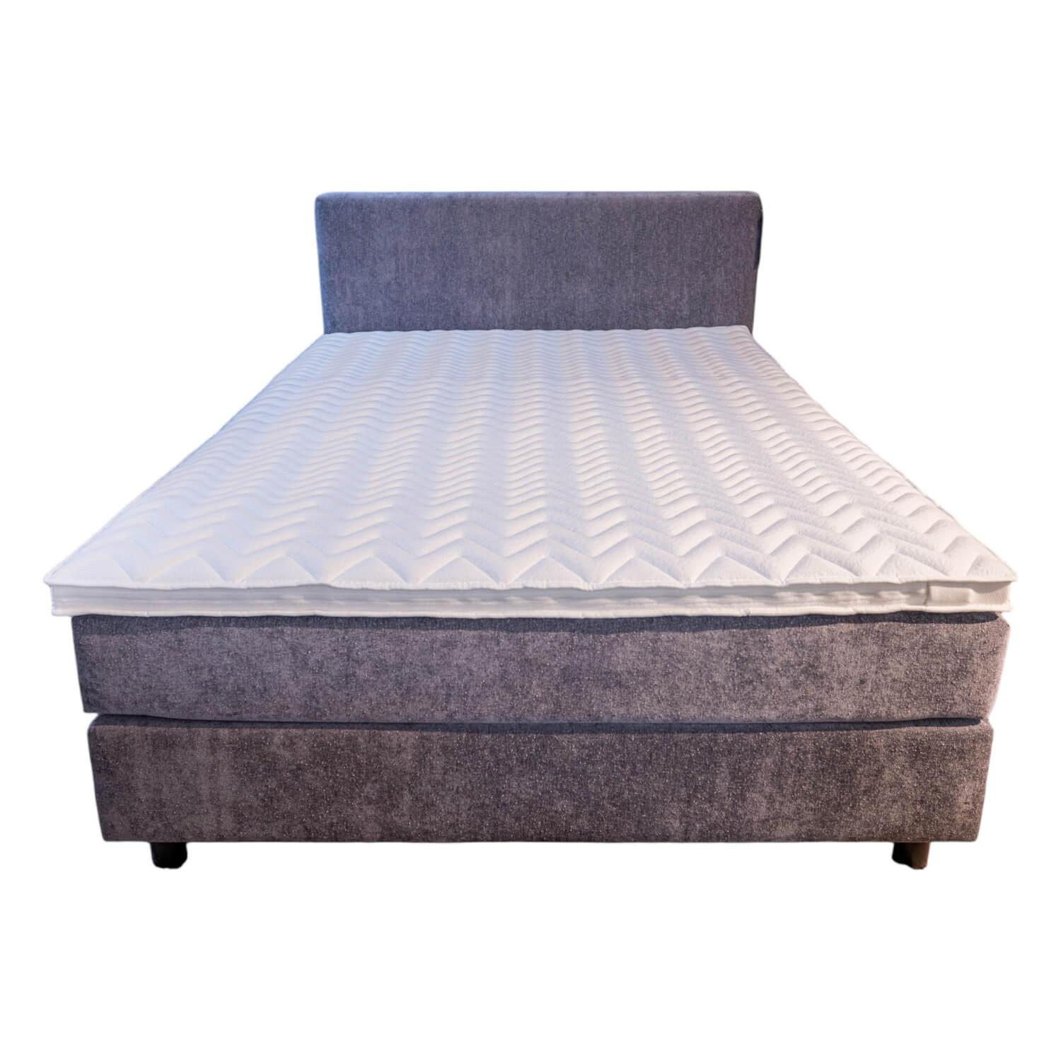 Boxspringbett Valencia Stoff Melody Dark Grey Grau Füße Holz Schwarz Mit Matratz... von Global