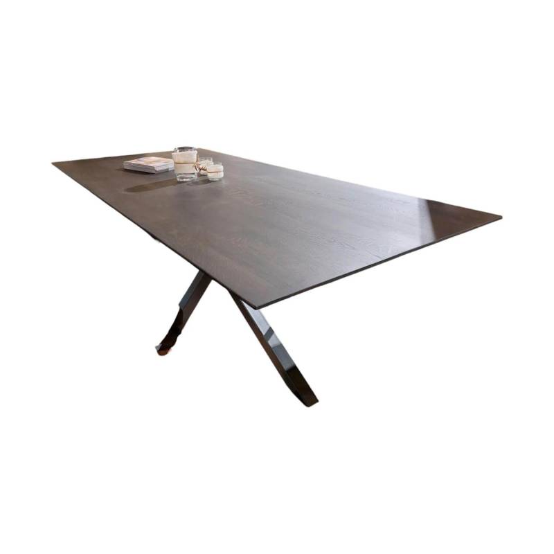 Tisch 3150 Platte Eiche Massiv Night Lackiert Epoxidharz Dunkel Gestell Moon Leg... von Global