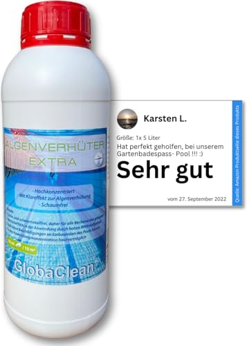 1L - Pool Algenvernichter Plus - Hochkonzentriert & Schaumfrei - Algenverhüter von Globasid