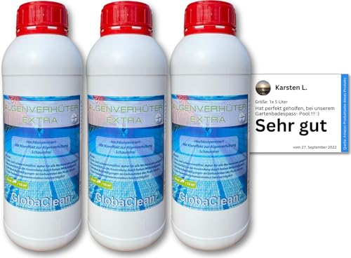 3 x 1L - Pool Algenvernichter Plus - Hochkonzentriert & Schaumfrei - Algenverhüter von Globasid