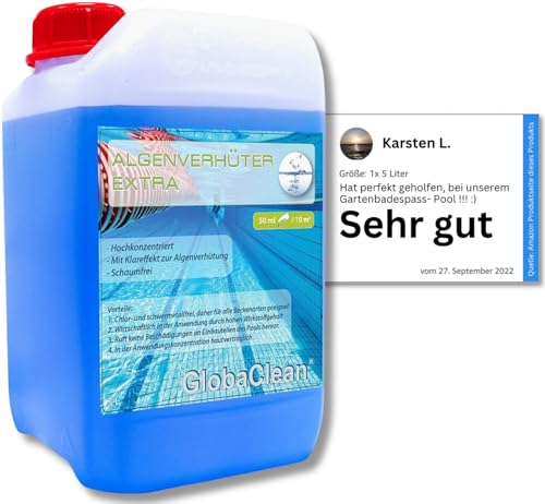 GlobaClean Algizid für Pool - 3L - Vorbeugender Schutz vor Algen, Bakterien und Pilzen - Algenverhütung für sauberes Poolwasser von Globasid