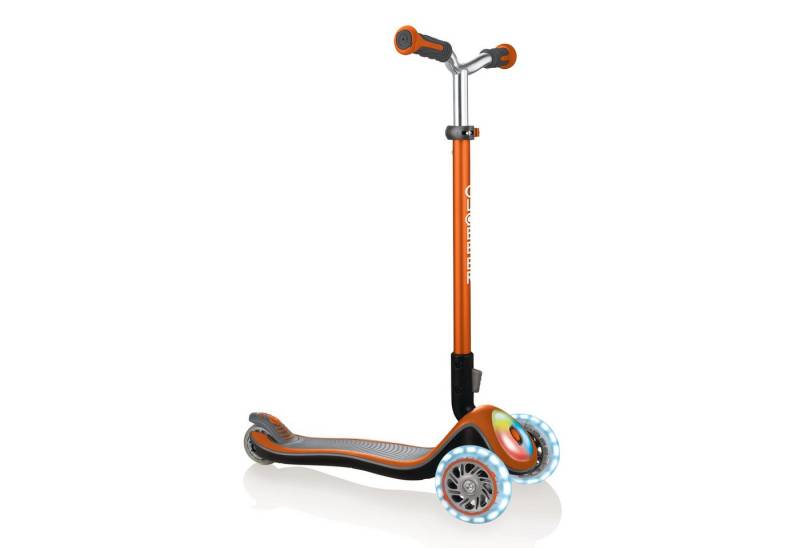 Globber Dreiradscooter Elite Prime – Tretroller 125/80 mm, ABEC 5, LED-Rollen, Leuchtdeck von Globber