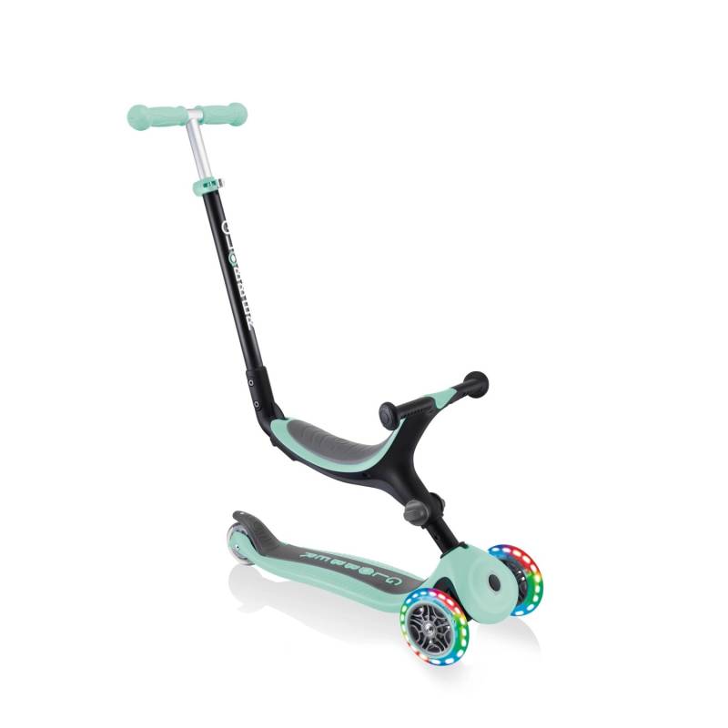 Globber Go-Up Foldable Lights 3 in 1 Dreirad 120/80 mm ABEC 5 3-Rädrig Höhenverstellbar LED-Rollen Mint von Globber
