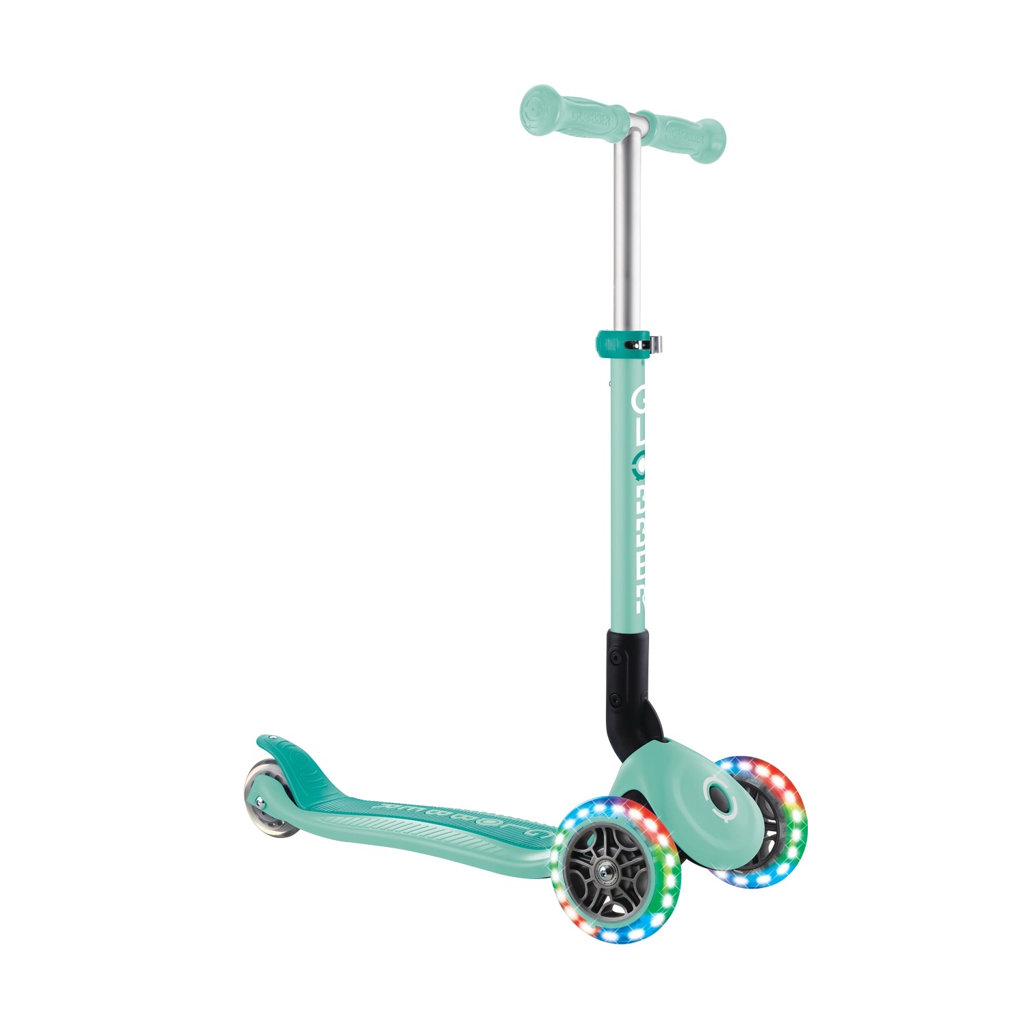 Globber Junior Foldable Lights Tretroller 120/80 mm ABEC 9 3-Rädrig LED-Leuchtrollen Mint von Globber