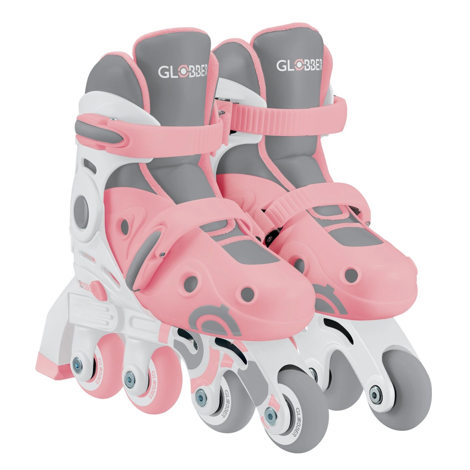 Globber Learning Skates 2in1 Inline- und Quad-Skates Kinder Verstellbar Gr.30-33 ABEC 9 Rollengröße 54x24 mm Rosa von Globber