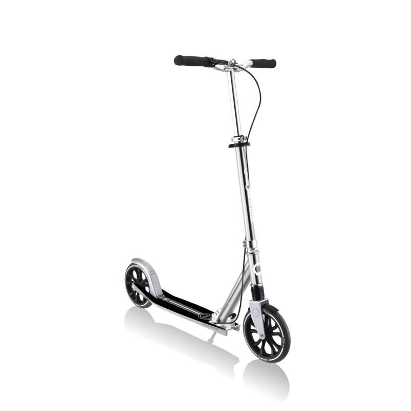 Globber NL 205 Deluxe Tretroller 205 mm ABEC 7 Handbremse Höhenverstellbar Frontfederung Klappmechanismus Silber von Globber