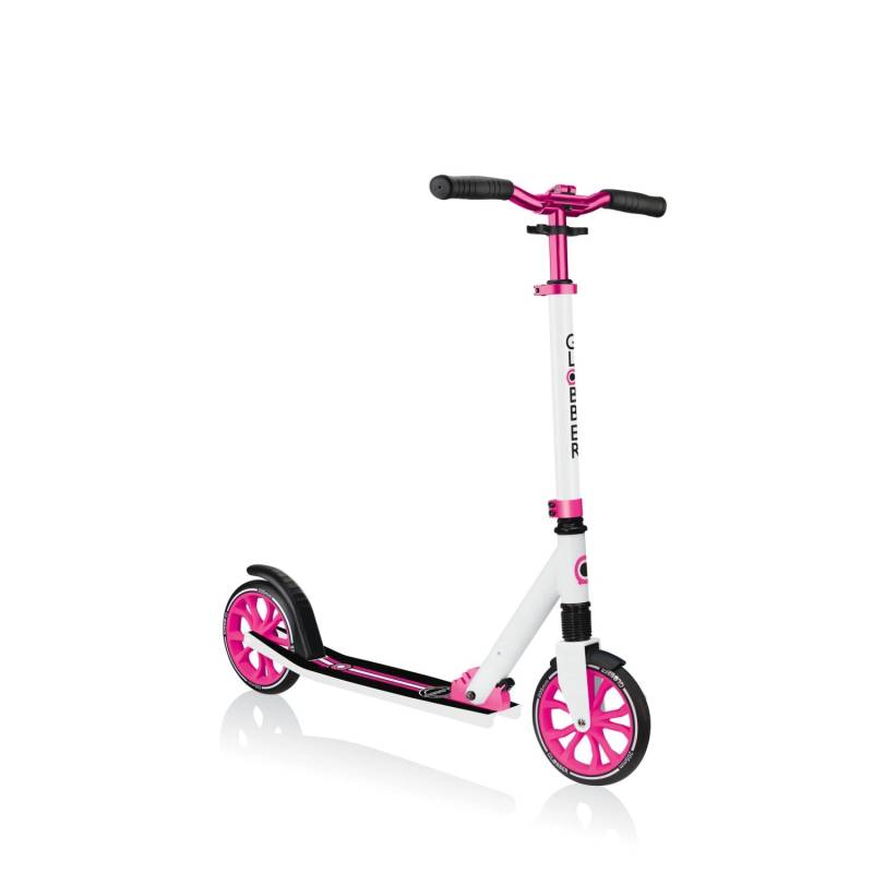 Globber NL 205 Tretroller 205 mm ABEC 7 Höhenverstellbar Frontfederung Klappmechanismus Weiß-Pink von Globber