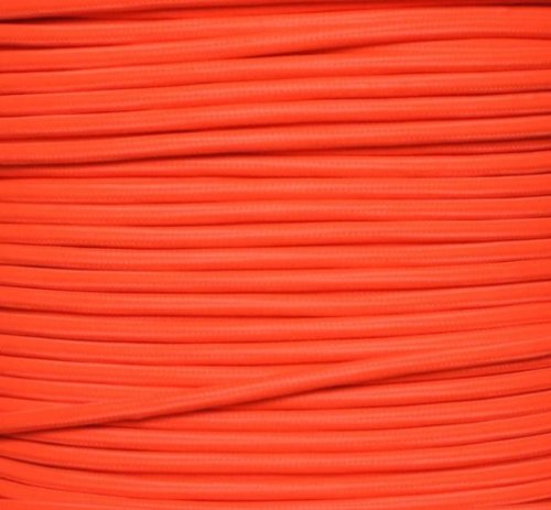 Neon Orange Textilkabel, Stoffkabel, Lampen Kabel, 3-adrig von Globe Warehouse