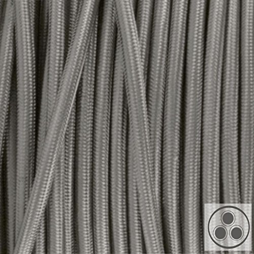 Textilkabel, Stoffkabel, Farbe Silber 3 adrig 3 x 0,75 mm² rund (Meterware) von Globe Warehouse