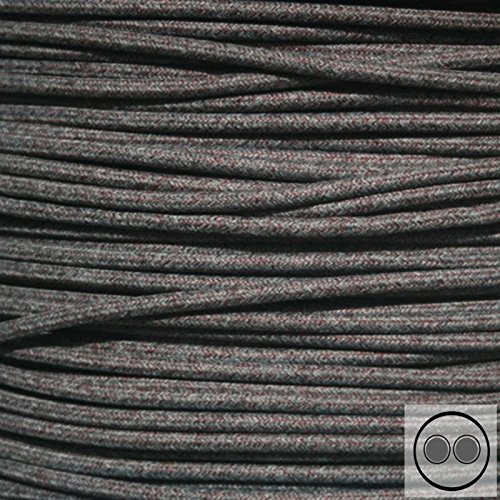 Textilkabel, Stoffkabel, Lampen Kabel Strom, 2-adrig, 2x0,75mm², GWH-Baumwolle Schwarz Weiß von Globe Warehouse