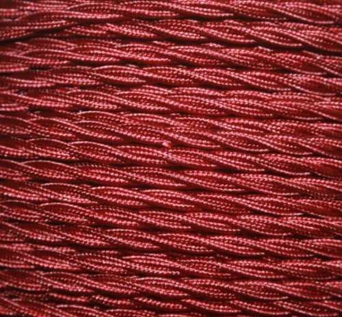 Textilkabel, Stoffkabel, Lampen Kabel Strom, 2-adrig, 2x0,75mm², GWH-Bordeaux Rot von Globe Warehouse