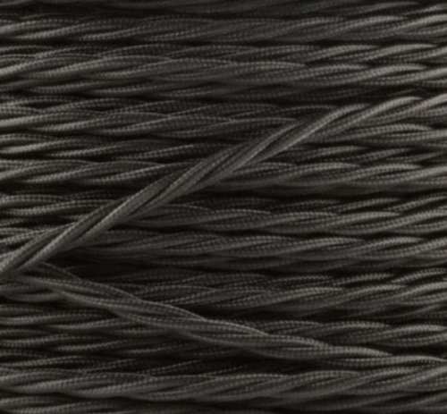 Textilkabel, Stoffkabel, Lampen Kabel Strom, 3-adrig, 3x0,75mm², GWH-Schwarz von Globe Warehouse