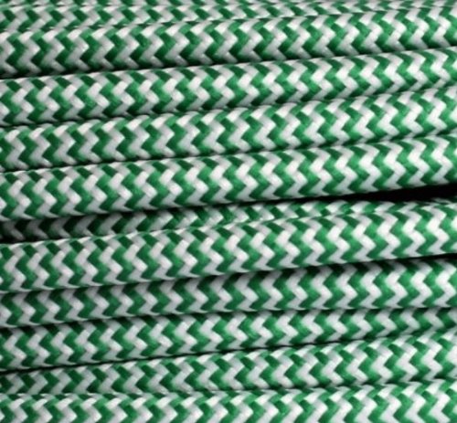 Textilkabel Stoffkabel Stromkabel grün - weiß, 3-adrig rund, 3x0,75 von Globe Warehouse