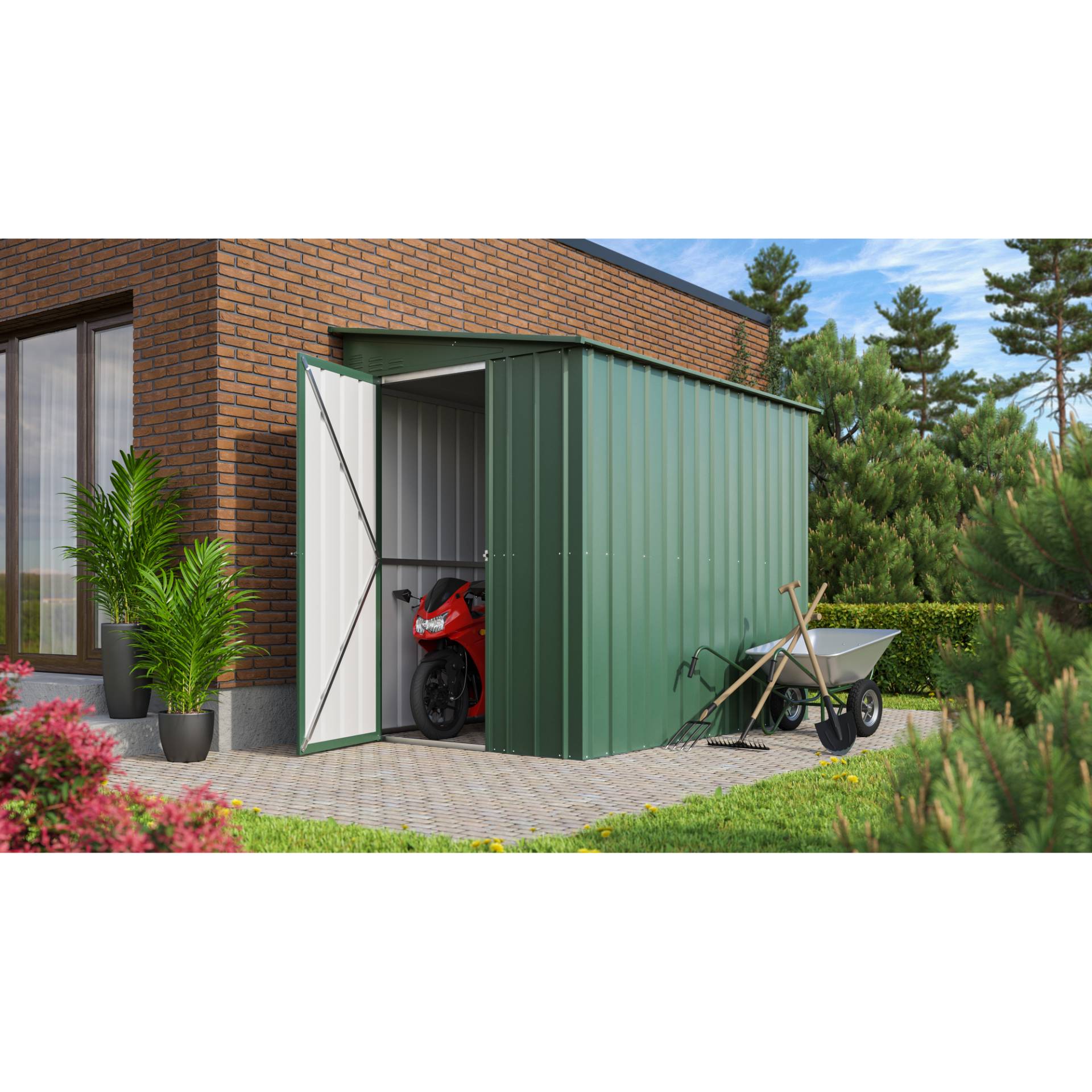 Globel Anlehn-Gerätehaus 'Lean-To L58' jadefarben 242 x 155 x 203 cm Globel Anlehn-Gerätehaus 'Lean-To L58' jadefarben 242 x 155 x 203 cm von Globel