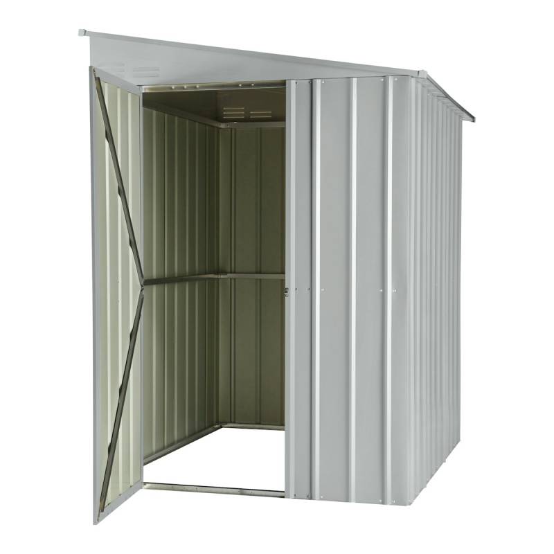 Globel Anlehn-Metallgerätehaus Wandzierde Lean-To L56 - L58 155 x 242 cm (Modell L58) silber-metallic von Globel