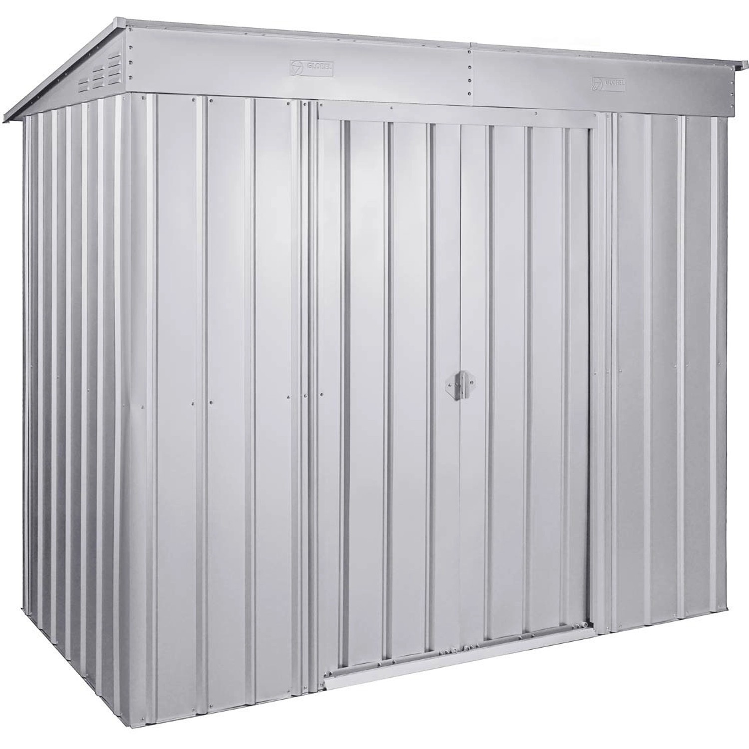 Globel Metall-Gerätehaus Skillion 84 B x T: 234 cm x 113 cm Silber Metallic von Globel