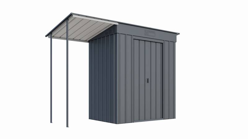 Globel Metallgerätehaus Skillion S64 - S84 anthrazit Set inkl. Schleppdach 171 x 113 cm (Modell S64) Anthrazit von Globel